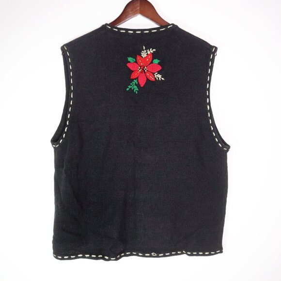 Vintage Christmas Knit Beaded Vest - Bobbie Brooks - Womens XL - Picture 4 of 4